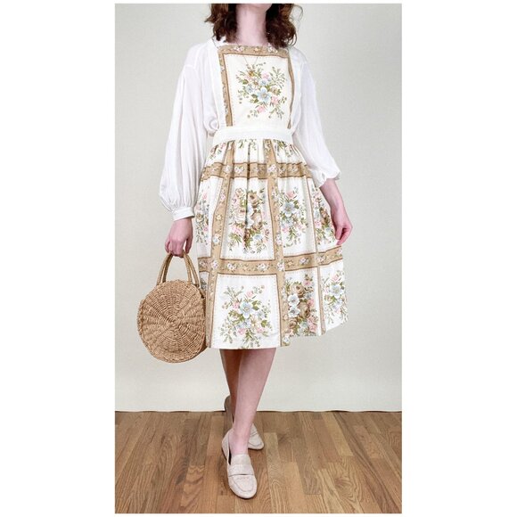 Vintage Handmade Garden Girl Apron Pinafore Midi Dress Grandmacore Cottagecore - Picture 8 of 8